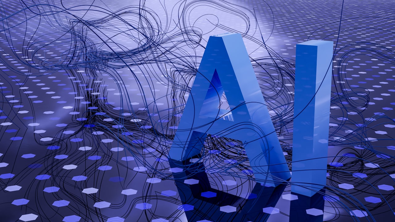 蓝色科技感的 AI 神经网络概念图，象征 TraeWork 云端 AI 任务处理